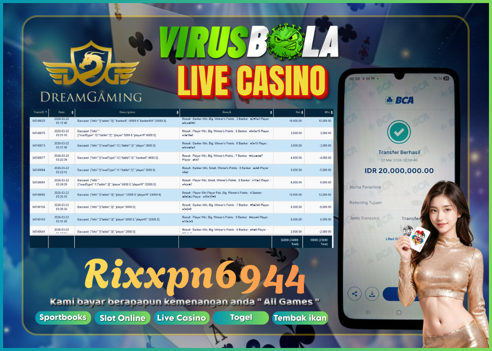 VIRUSBOLA JACKPOT BACCARAT Rp. 23jt – DREAM GAMING