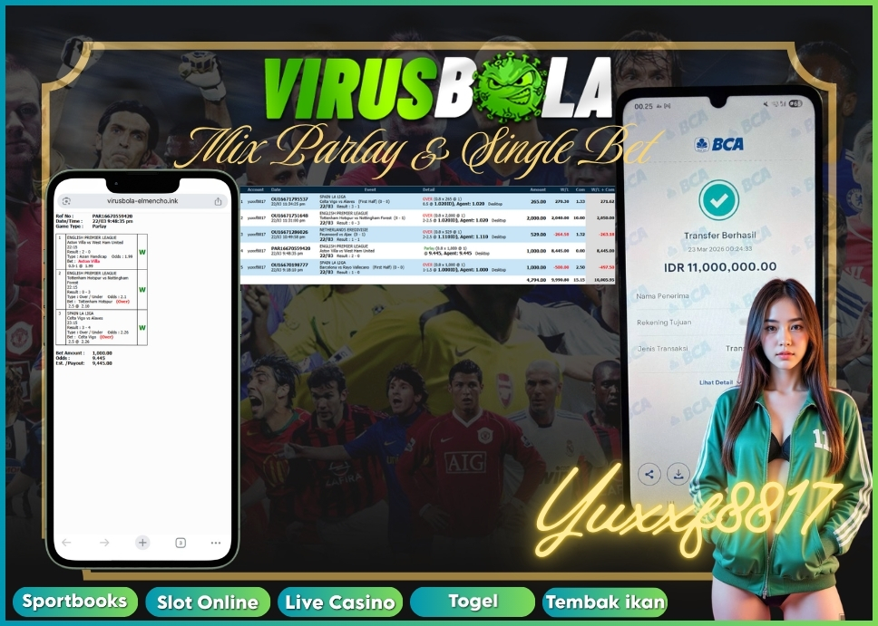 VIRUSBOLA JACKPOT SPORTBOOK Rp. 10jt – SINGLE BET – MIX PARLAY