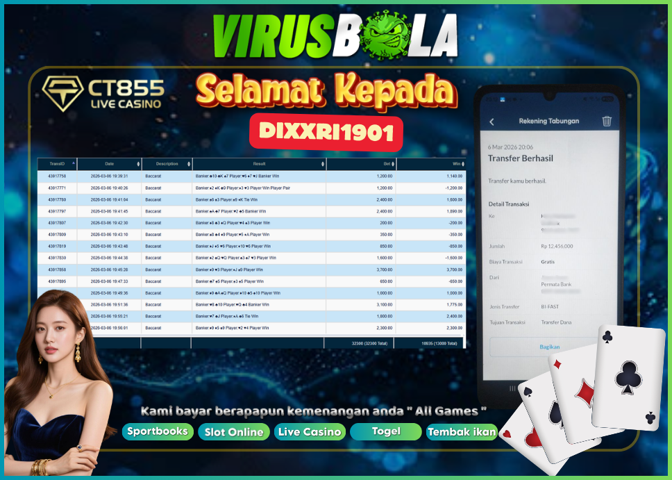 VIRUSBOLA JACKPOT BACCARAT Rp. 13jt – CT CASINO