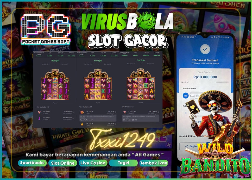 VIRUSBOLA JACKPOT PG SOFT  Rp. 6jt – WILD BANDITO