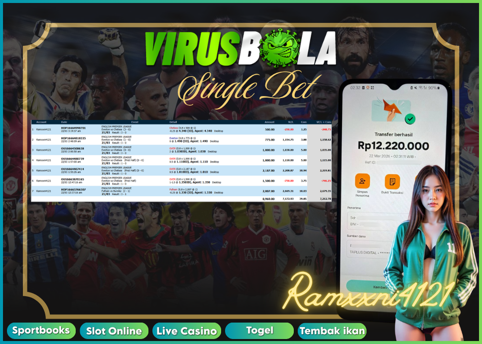 VIRUSBOLA JACKPOT SPORTBOOK Rp. 7jt – SINGLE BET