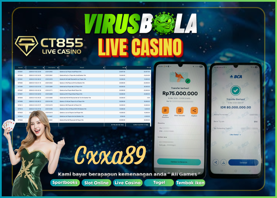 VIRUSBOLA JACKPOT BARCARRAT Rp. 53jt – CT CASINO
