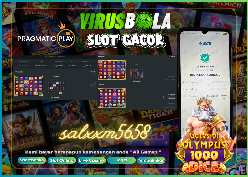 VIRUSBOLA JACKPOT PRAGMATIC PLAY Rp. 24jt – GATE OF OLYMPUS 1000 DICE