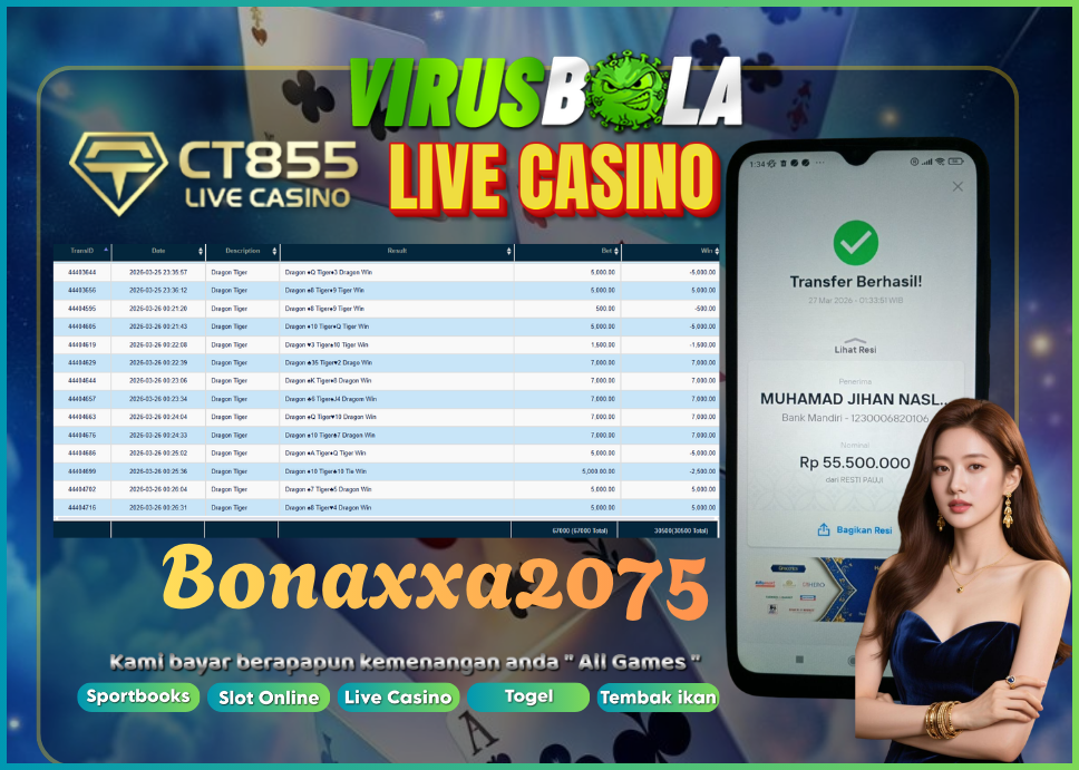VIRUSBOLA JACKPOT DRAGON TIGER Rp. 30jt – CT CASINO