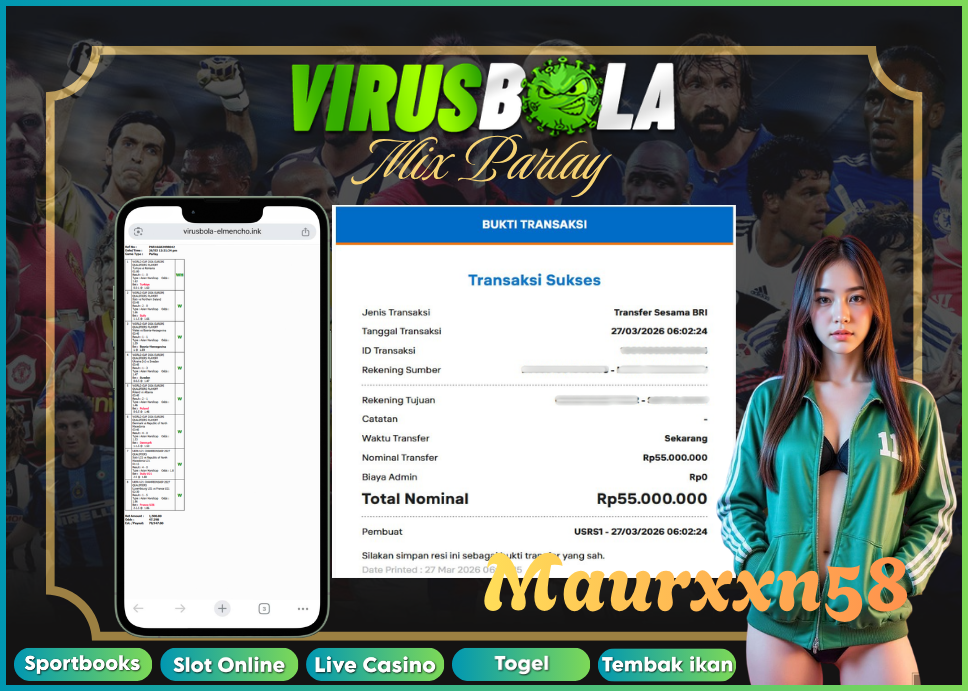 VIRUSBOLA JACKPOT SPORTBOOK Rp. 55jt – MIX PARLAY