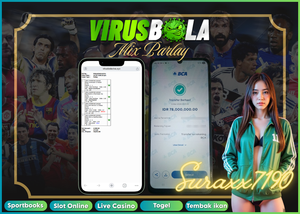 VIRUSBOLA JACKPOT SPORTBOOK Rp. 74jt – MIX PARLAY