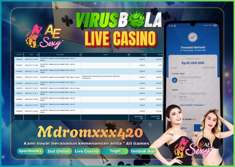 VIRUSBOLA JACKPOT BARCARRAT Rp. 22jt – AE SEXY CASINO