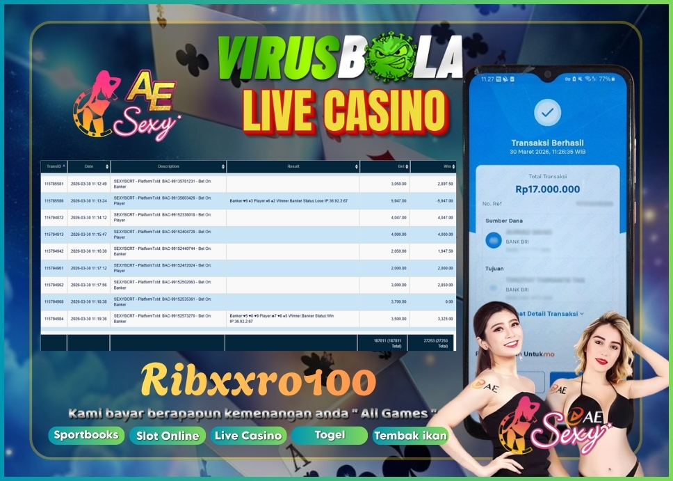 VIRUSBOLA JACKPOT BARCARRAT Rp. 27jt – AE SEXY CASINO