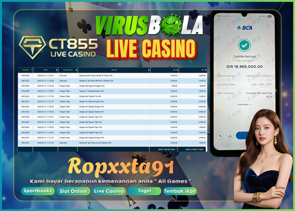 VIRUSBOLA JACKPOT BARCARRAT Rp. 18jt – CT CASINO