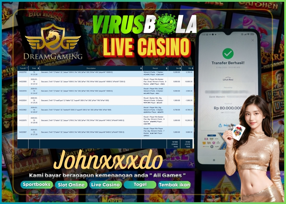 VIRUSBOLA JACKPOT BACCARAT Rp. 72jt – DREAM GAMING