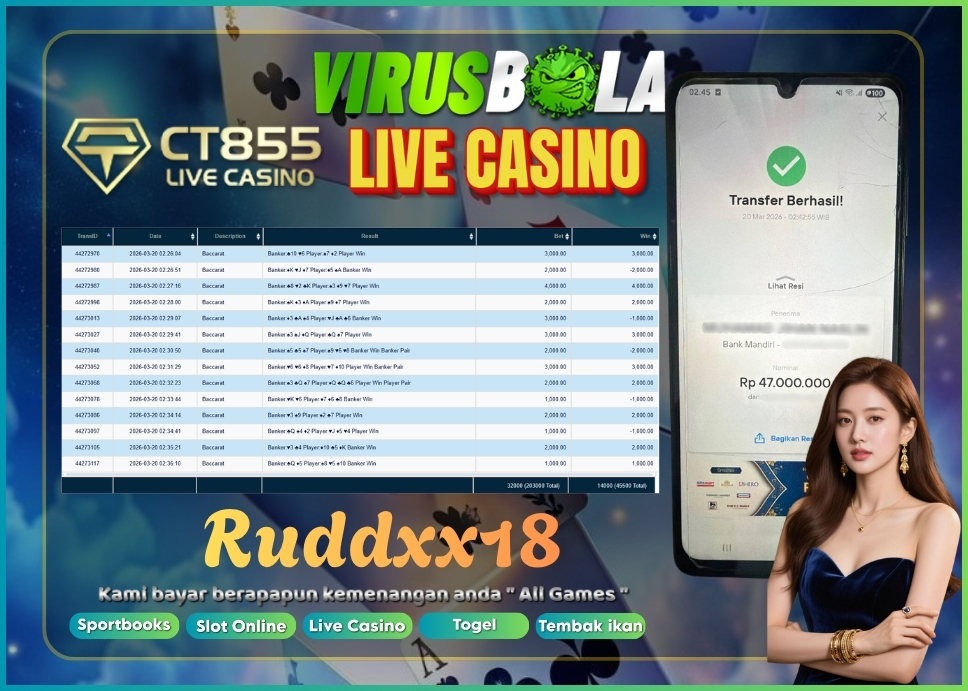 VIRUSBOLA JACKPOT BARCARRAT Rp. 45jt – CT CASINO