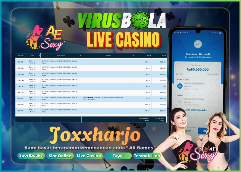 VIRUSBOLA JACKPOT BARCARRAT Rp. 77jt – AE SEXY CASINO