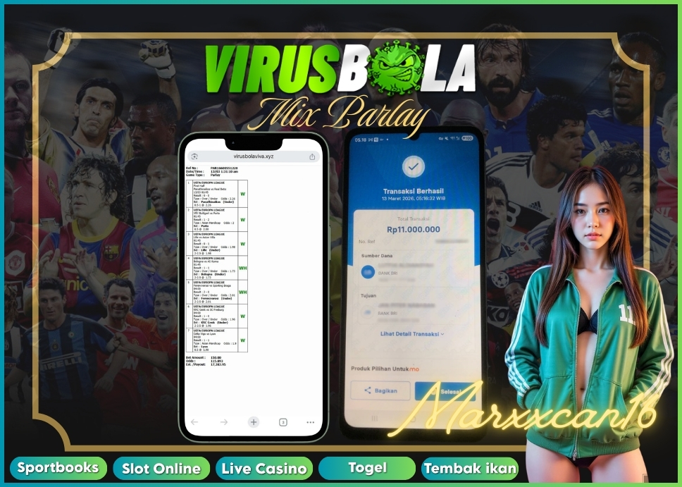 VIRUSBOLA JACKPOT SPORTBOOK Rp. 10jt – MIX PARLAY