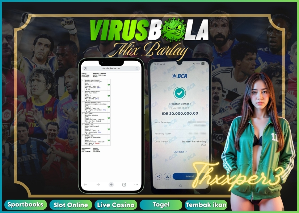 VIRUSBOLA JACKPOT SPORTBOOK Rp. 23jt – MIX PARLAY