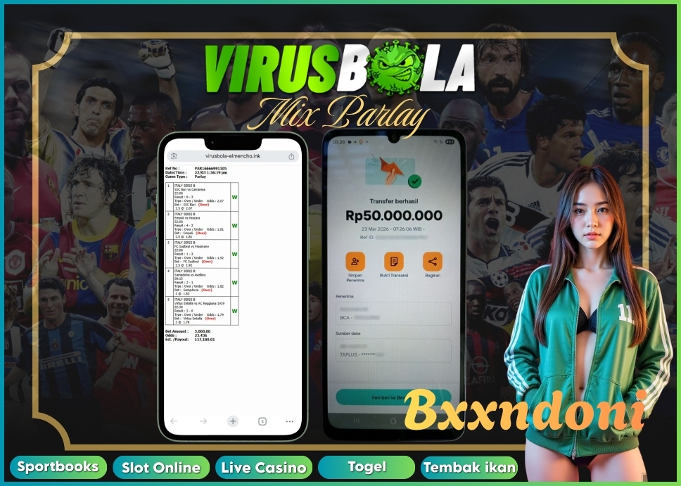 VIRUSBOLA JACKPOT SPORTBOOK Rp. 112jt – MIX PARLAY