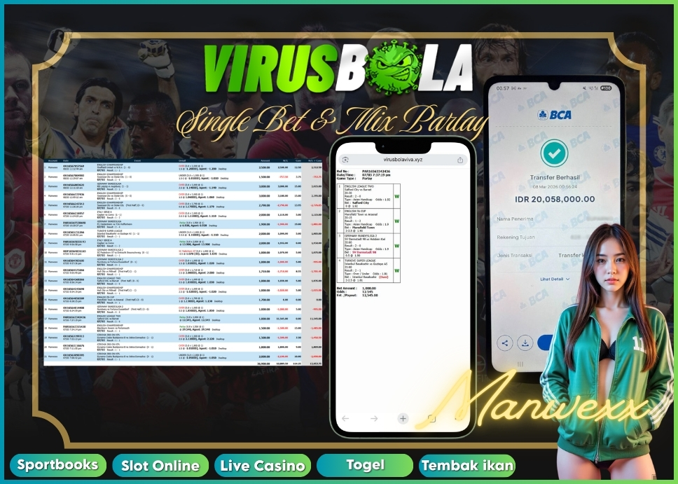 VIRUSBOLA JACKPOT SPORTBOOK Rp. 13jt – SINGLE BET – MIX PARLAY
