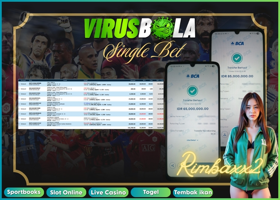 VIRUSBOLA JACKPOT SPORTBOOK Rp. 18jt – SINGLE BET