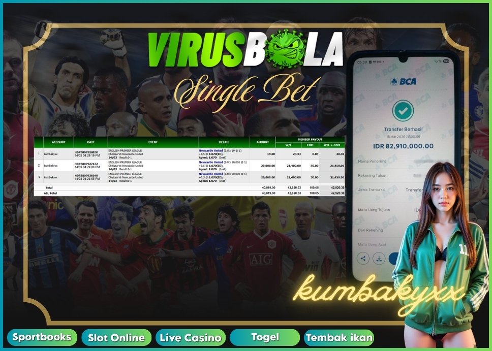 VIRUSBOLA JACKPOT SPORTBOOK Rp. 42jt – SINGLE BET