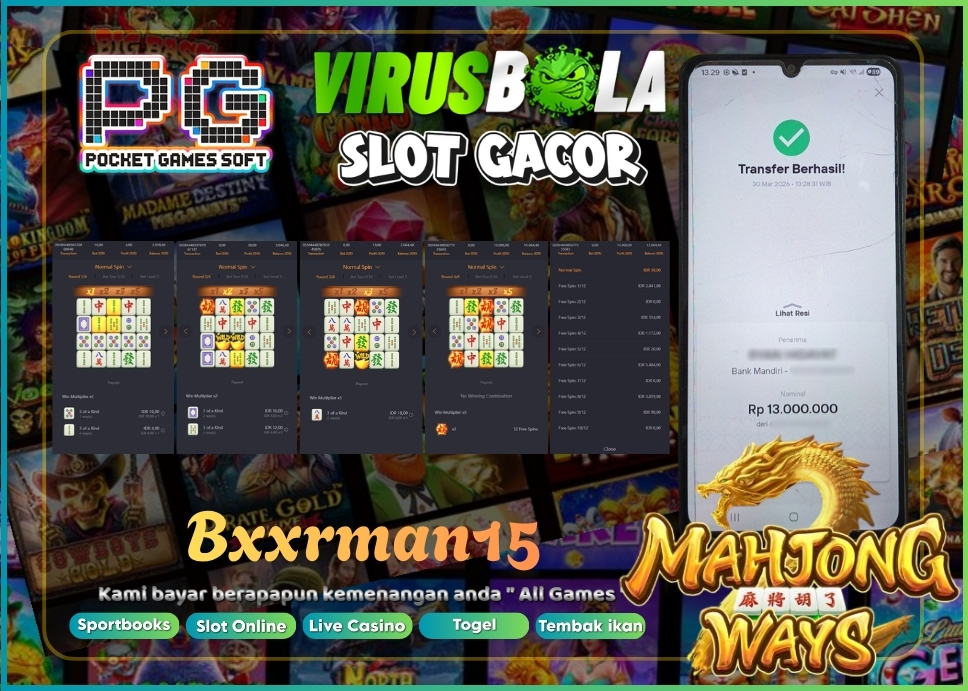 VIRUSBOLA JACKPOT PG SOFT Rp. 13jt – MAHJONG WAYS