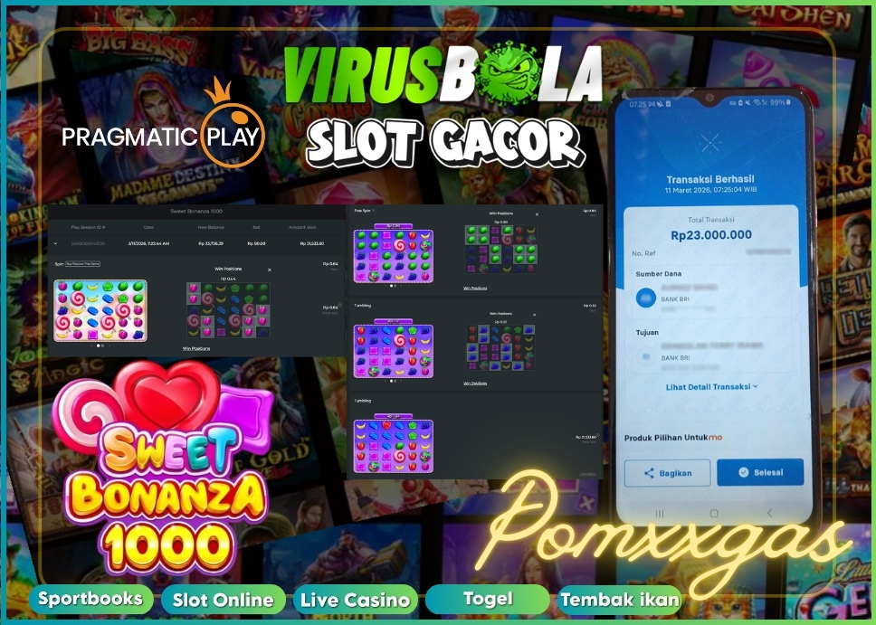 VIRUSBOLA JACKPOT PRAGMATIC PLAY Rp. 16jt – SWEET BONANZA 1000