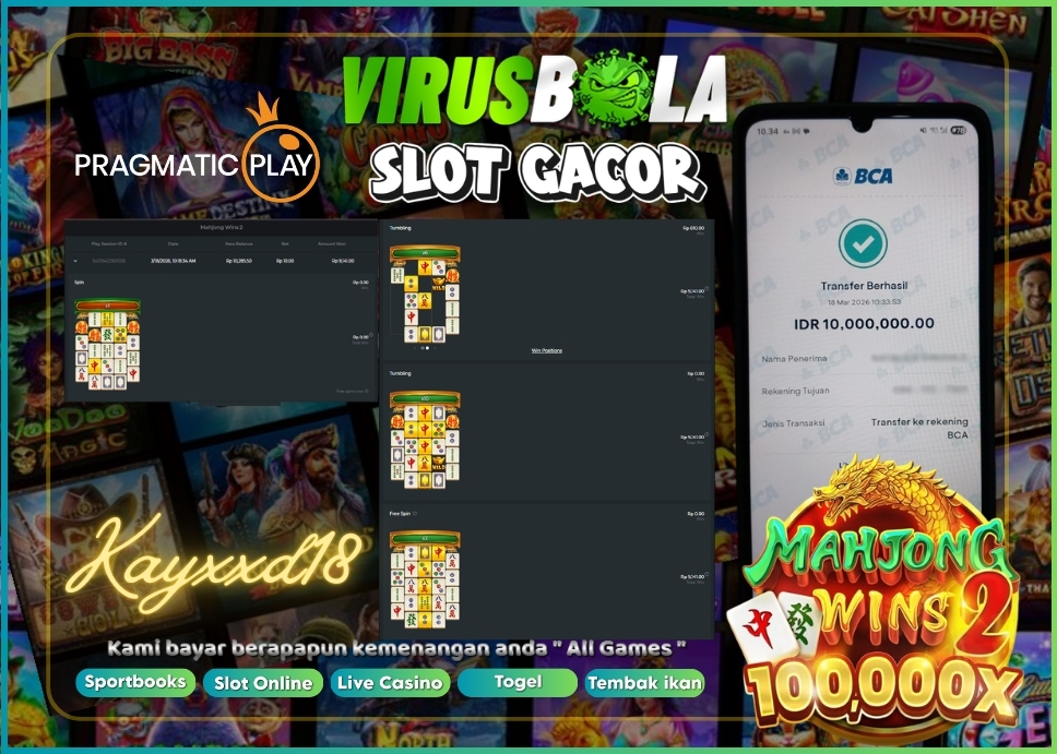 VIRUSBOLA JACKPOT PRAGMATIC PLAY Rp. 9jt – MAHJONG WINS 2