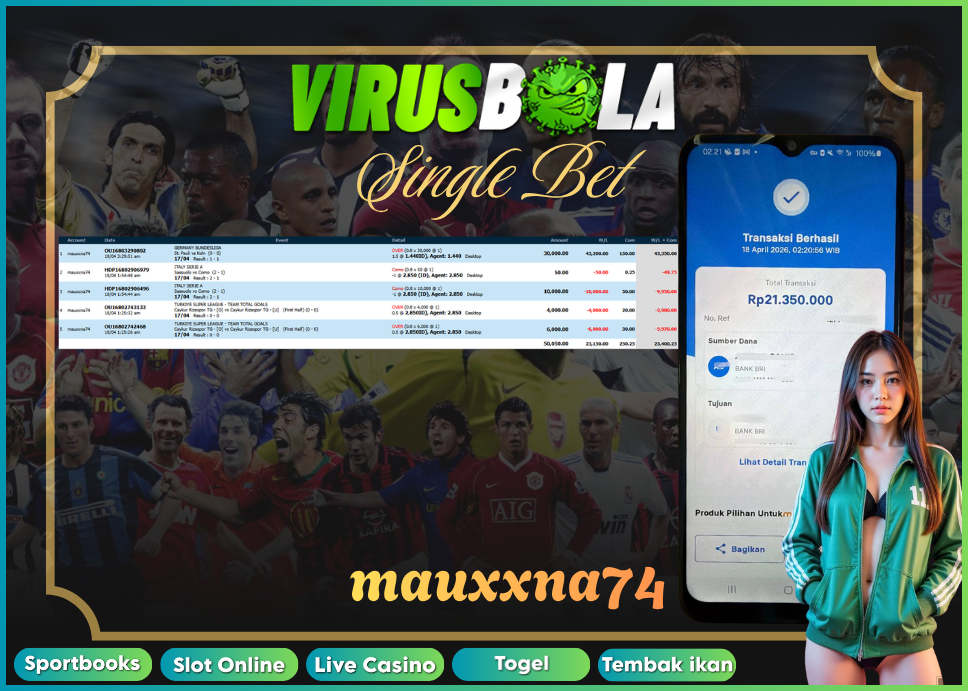VIRUSBOLA JACKPOT SPORTBOOK Rp. 23jt – SINGLE BET