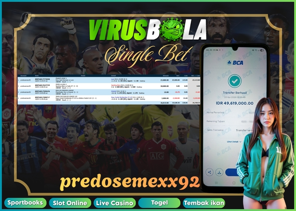 VIRUSBOLA JACKPOT SPORTBOOK Rp. 19jt – SINGLE BET