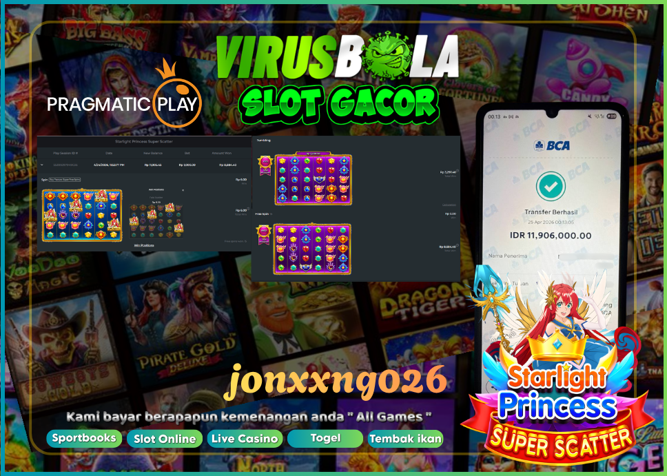 VIRUSBOLA JACKPOT PRAGMATIC PLAY Rp. 8jt – STARLIGHT PRINCESS SUPER SCATTER