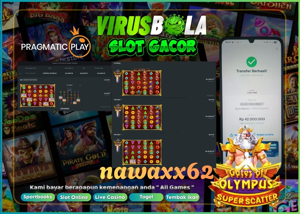 VIRUSBOLA JACKPOT PRAGMATIC PLAY Rp. 36jt – GATE OF OLYMPUS SUPER SCATTER