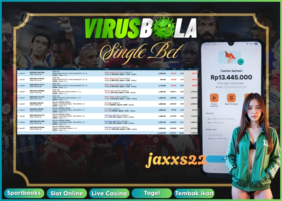 VIRUSBOLA JACKPOT SPORTBOOK Rp. 7jt – SINGLE BET