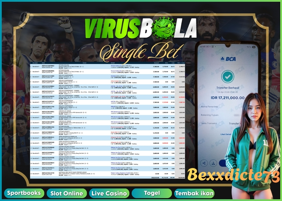 VIRUSBOLA JACKPOT SPORTBOOK Rp. 36jt – SINGLE BET