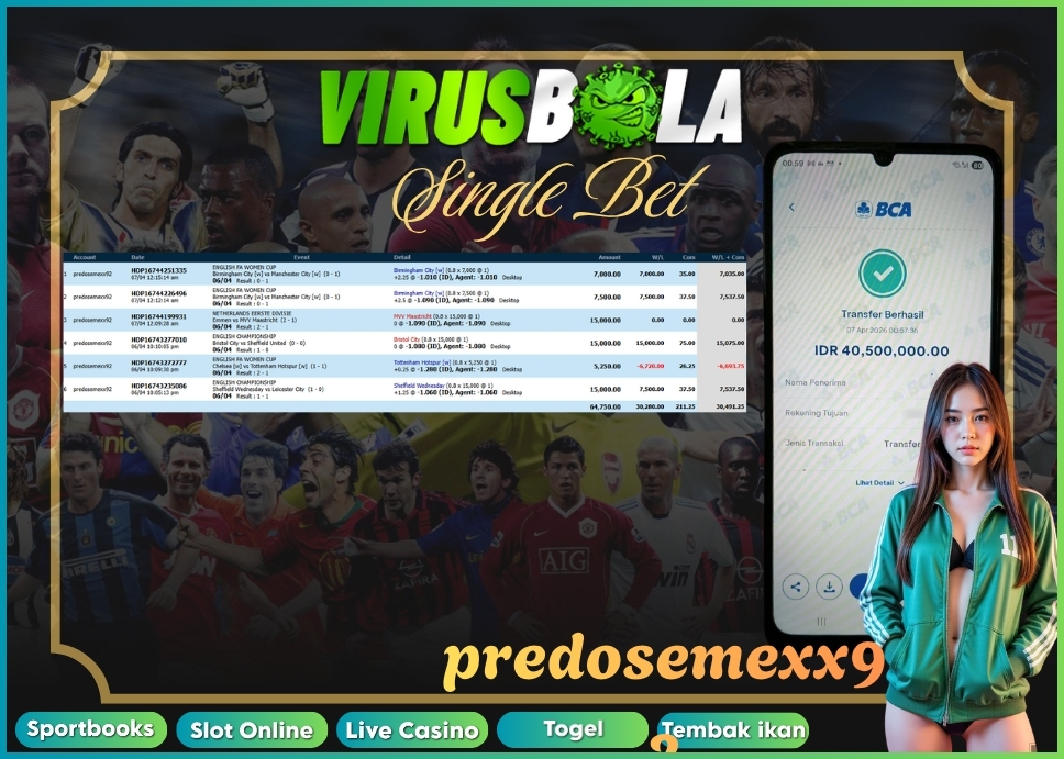 VIRUSBOLA JACKPOT SPORTBOOK Rp. 30jt – SINGLE BET