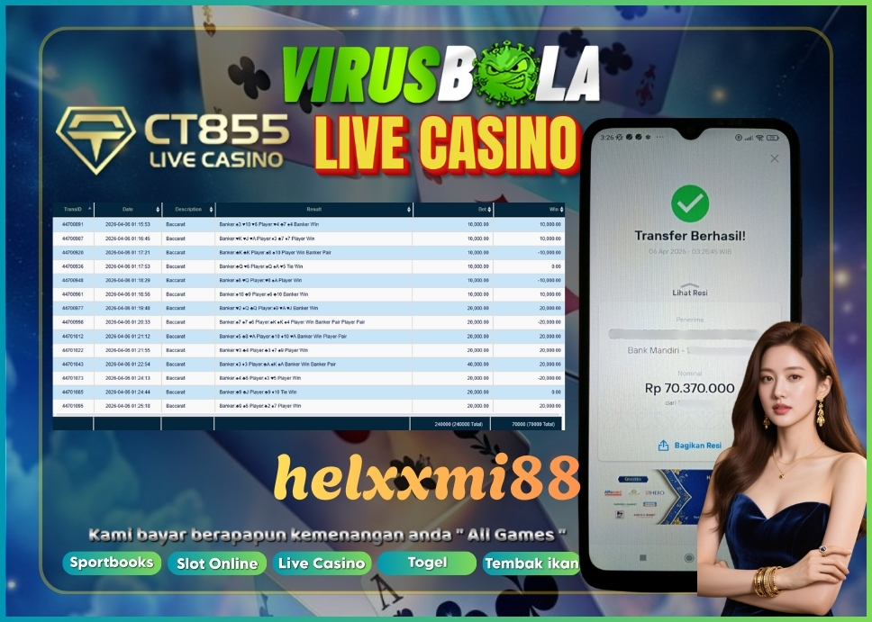 VIRUSBOLA JACKPOT BARCARRAT Rp. 70jt – CT CASINO