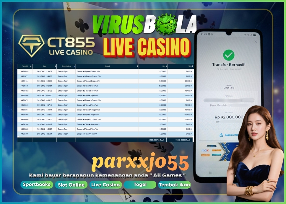 VIRUSBOLA JACKPOT DRAGON TIGER Rp. 82jt – CT CASINO