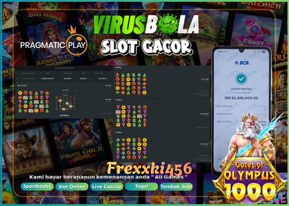 VIRUSBOLA JACKPOT PRAGMATIC PLAY Rp. 17jt – GATE OF OLYMPUS 1000