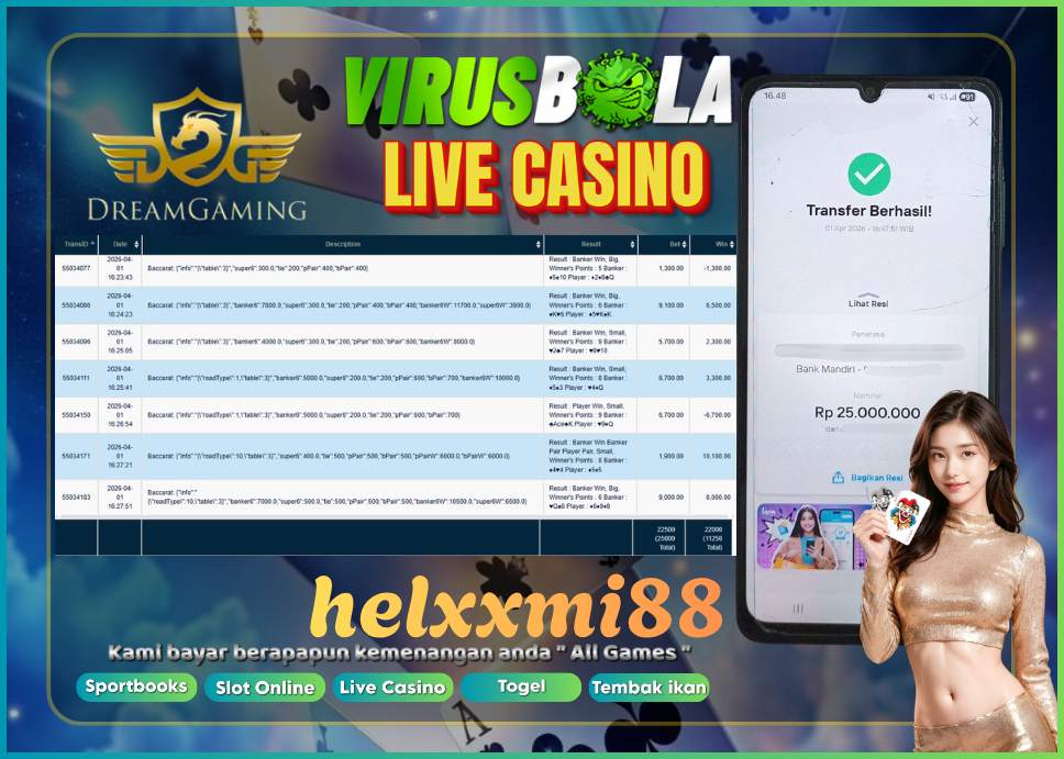 VIRUSBOLA JACKPOT BACCARAT Rp. 25jt – DREAM GAMING