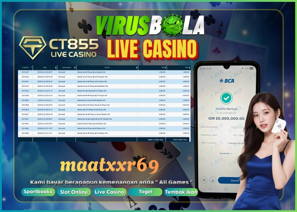 VIRUSBOLA JACKPOT BARCARRAT Rp. 25jt – CT CASINO