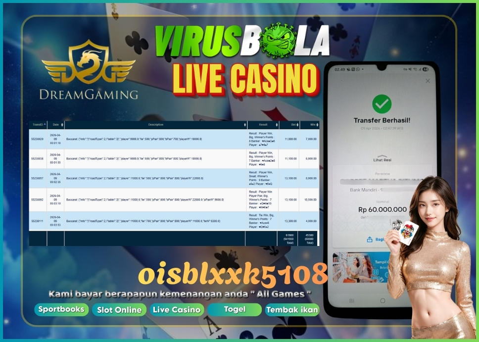 VIRUSBOLA JACKPOT BACCARAT Rp. 60jt – DREAM GAMING