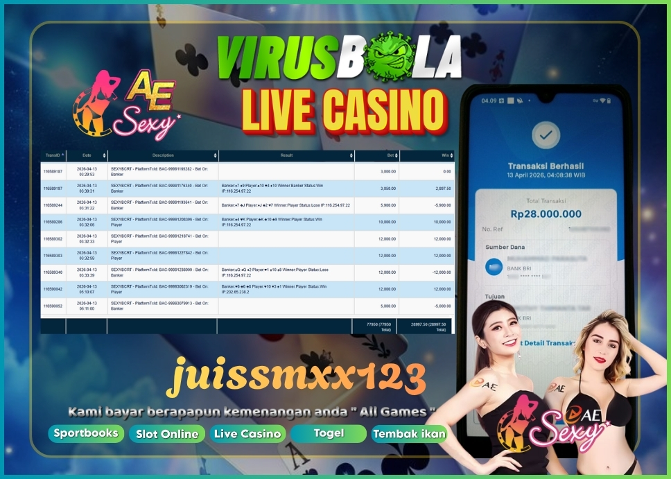 VIRUSBOLA JACKPOT BARCARRAT Rp. 28jt – AE SEXY CASINO