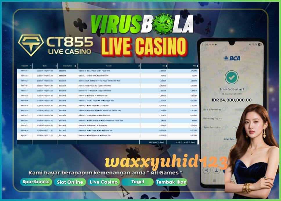 VIRUSBOLA JACKPOT BARCARRAT Rp. 19jt – CT CASINO