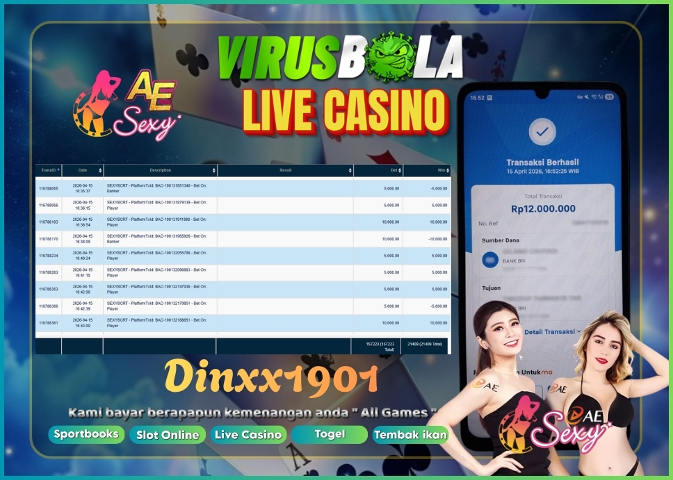 VIRUSBOLA JACKPOT BARCARRAT Rp. 21jt – AE SEXY CASINO