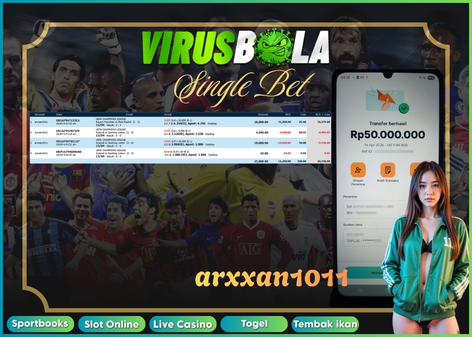 VIRUSBOLA JACKPOT SPORTBOOK Rp. 16jt – SINGLE BET