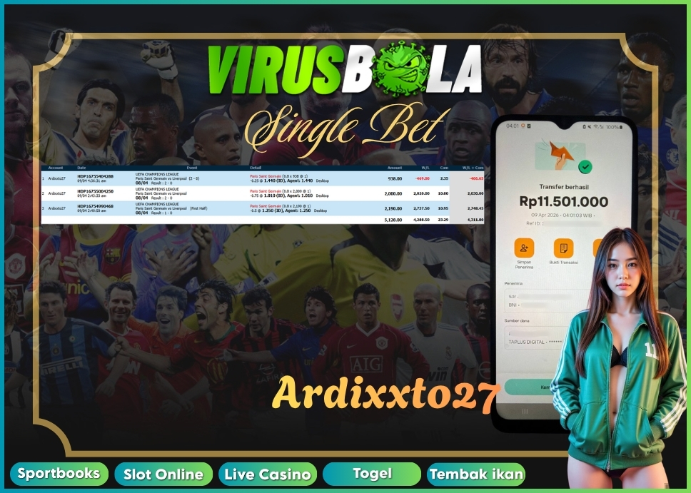 VIRUSBOLA JACKPOT SPORTBOOK Rp. 4jt – SINGLE BET