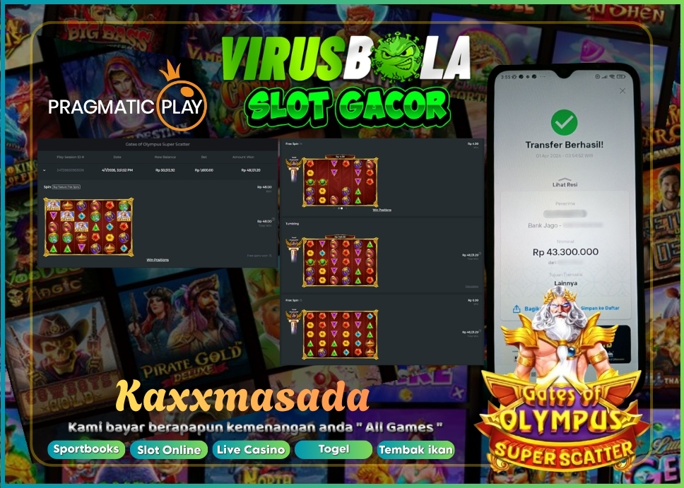VIRUSBOLA JACKPOT PRAGMATIC PLAY Rp. 48jt – GATES OF OLYMPUS SUPER SCATTER
