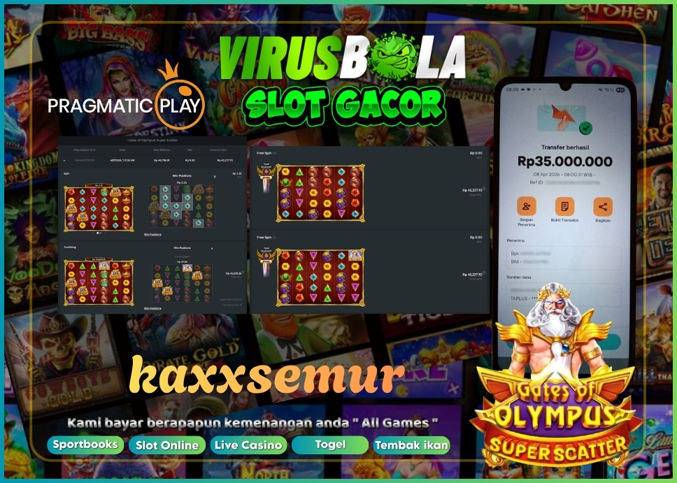 VIRUSBOLA JACKPOT PRAGMATIC PLAY Rp. 45jt – GATES OF OLYMPUS SUPER SCATTER