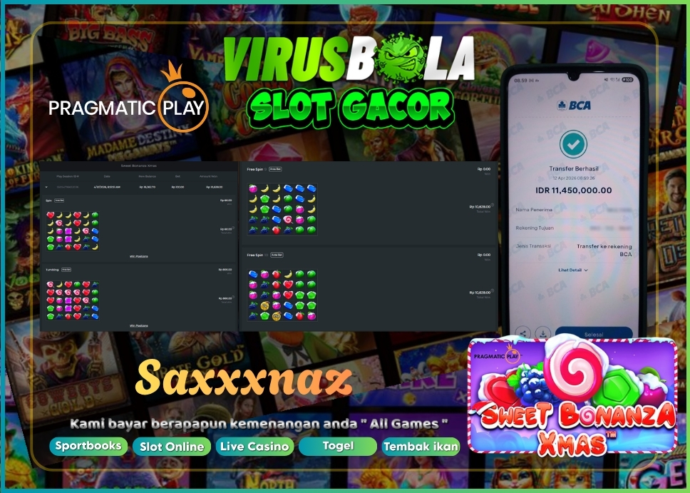 VIRUSBOLA JACKPOT PRAGMATIC PLAY Rp. 10jt – SWEET BONANZA XMAS