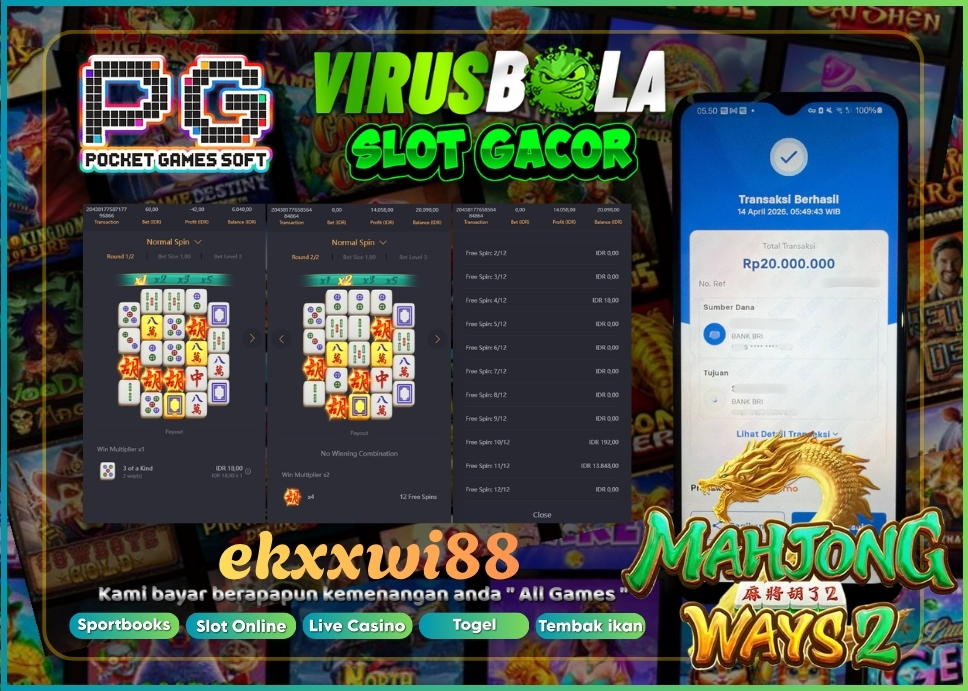 VIRUSBOLA JACKPOT PG SOFT Rp. 14jt – MAHJONG WAYS