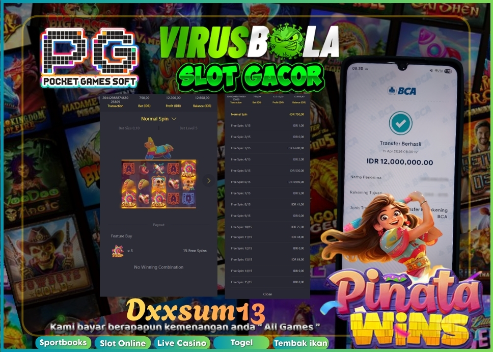 VIRUSBOLA JACKPOT PG SOFT Rp. 12jt – PINATA WINS