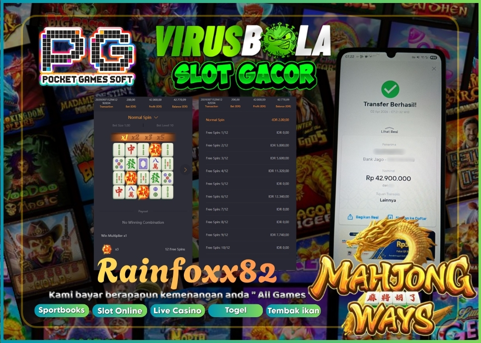 VIRUSBOLA JACKPOT PG SOFT Rp. 42jt – MAHJONG WAYS