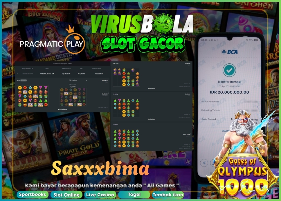 VIRUSBOLA JACKPOT PRAGMATIC PLAY Rp. 62jt – GATES OF OLYMPUS 1000